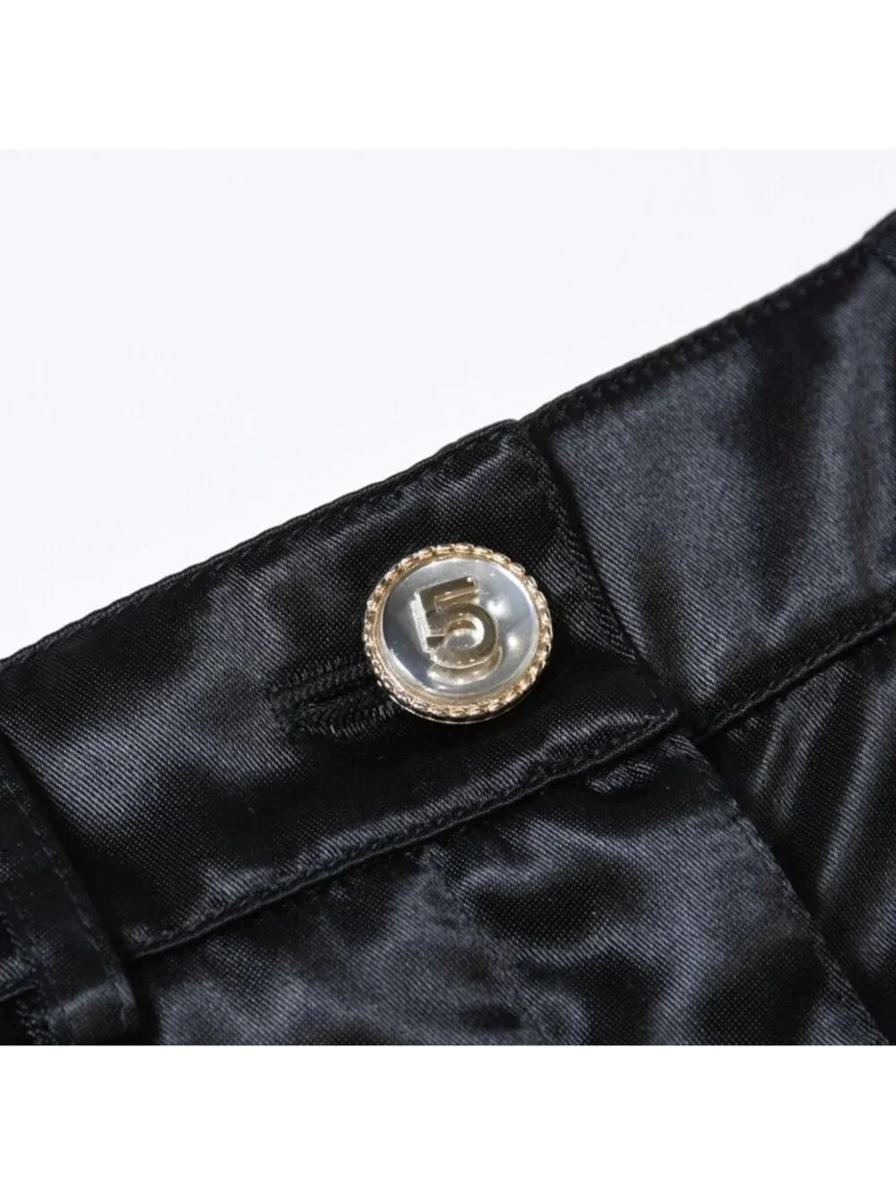 Chanel Shorts No 5 Button CC Logo Black Gathered 36